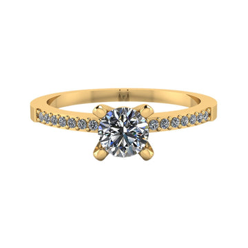 14k yellow gold square Nile ring with side diamonds 0.32 cts H&A